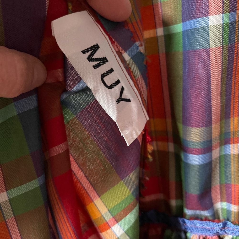 Vintage Plaid Wrap Midi Dress with Ruffles - Red and Green - Picture 5 of 6